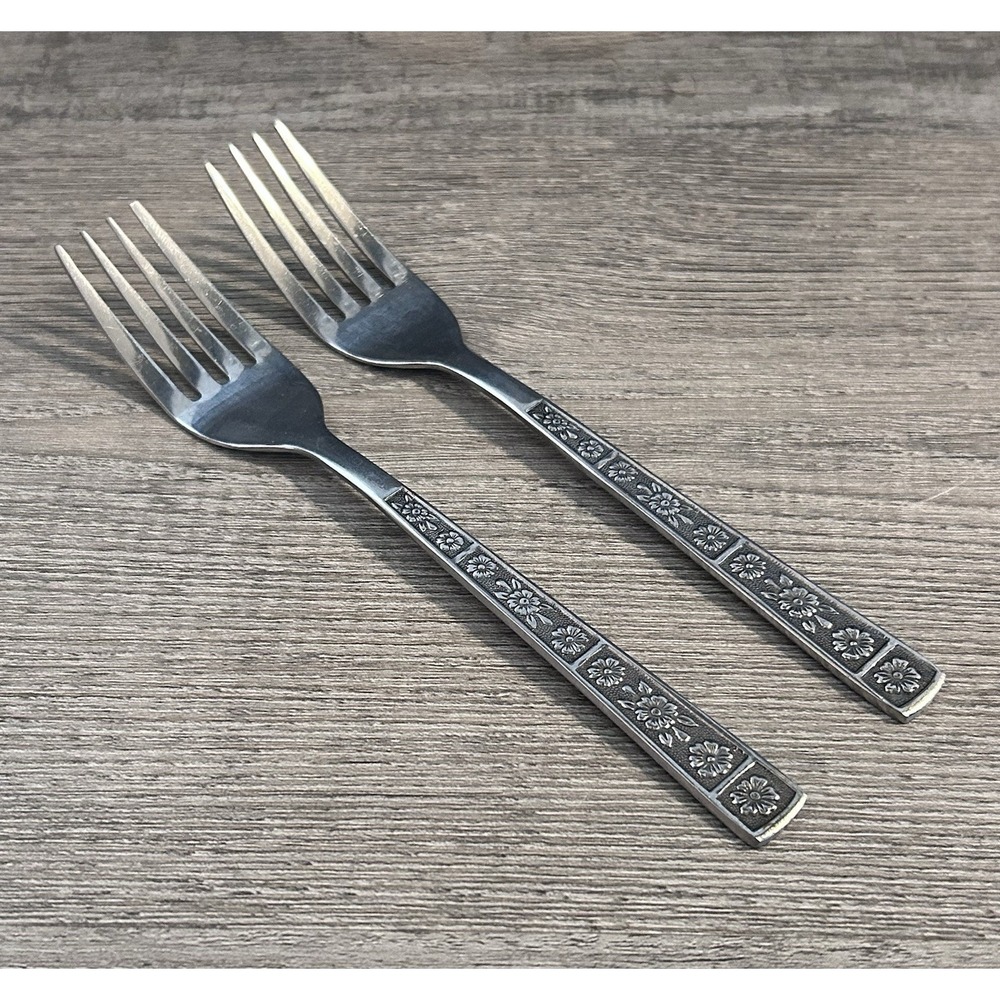Vintage MCM Imperial‎ Stainless Serta Salad Forks Set of 2 Korea